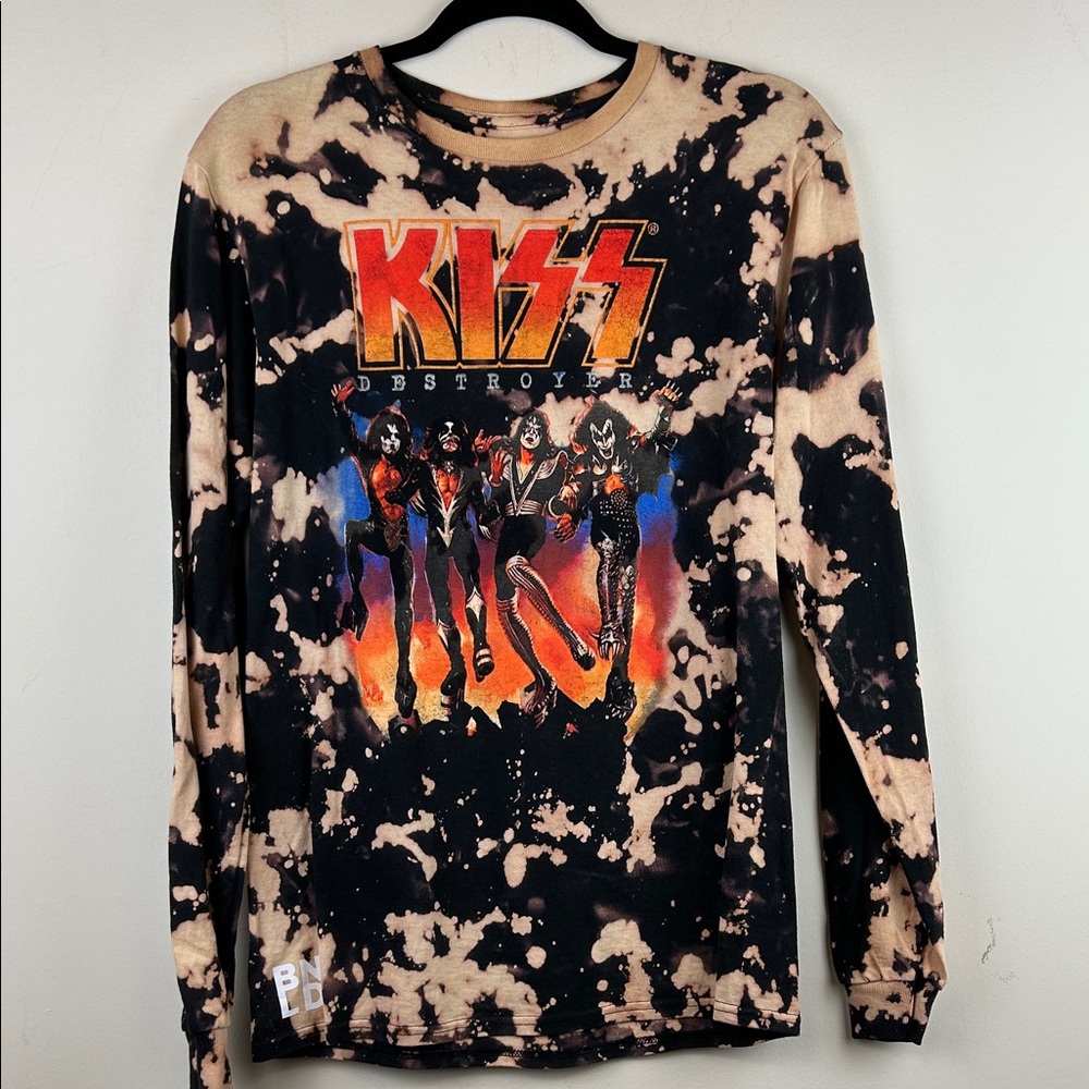 NEW KISS Long Sleeve Acid Wash Shirt